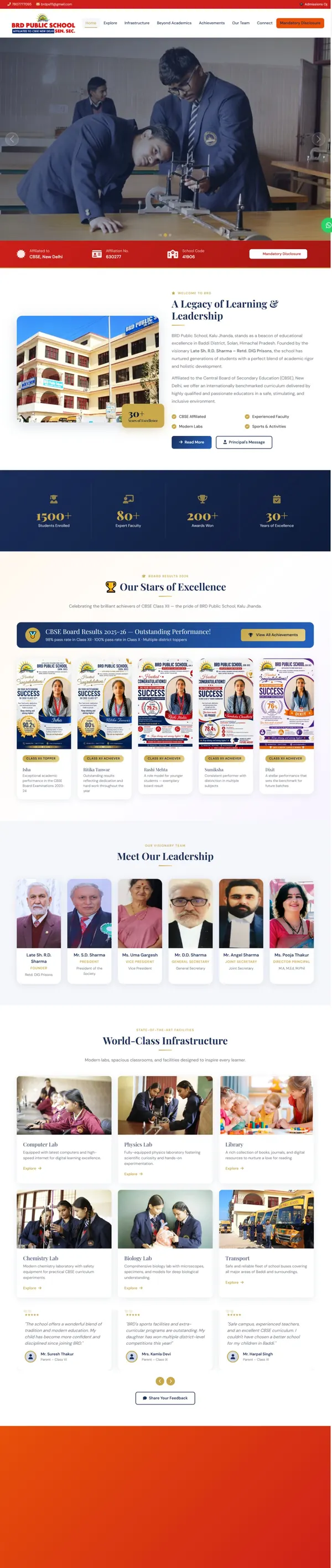 Homepage of BRD Public School, Baddi