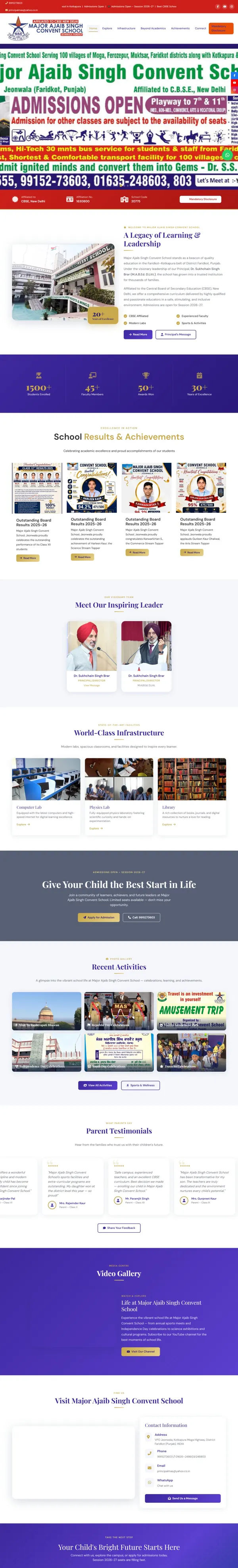 Homepage of Major Ajaib Singh Convent School, Faridkot